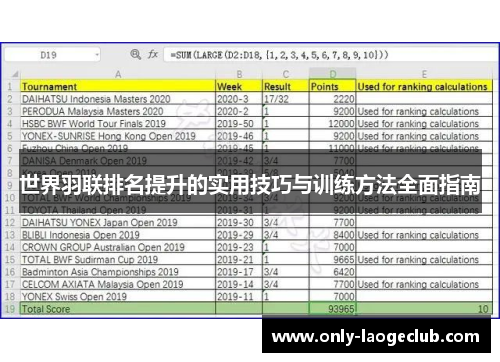 世界羽联排名提升的实用技巧与训练方法全面指南