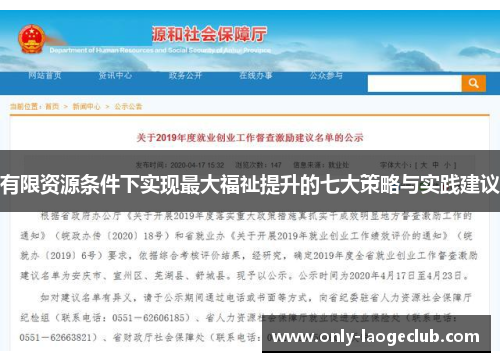 有限资源条件下实现最大福祉提升的七大策略与实践建议